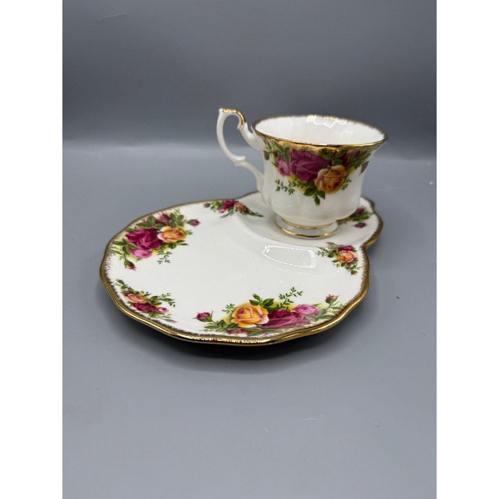 Royal Albert Old Country Roses Tennis Set Snack Plate and Teacup Bone China UK